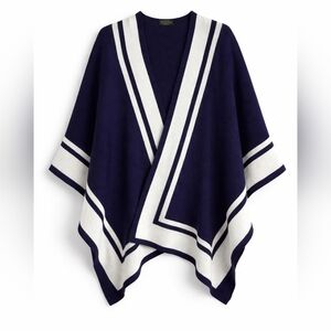 Ralph Lauren Navy White Wrap Sweater Nautical Preppy Coastal Classic One Size